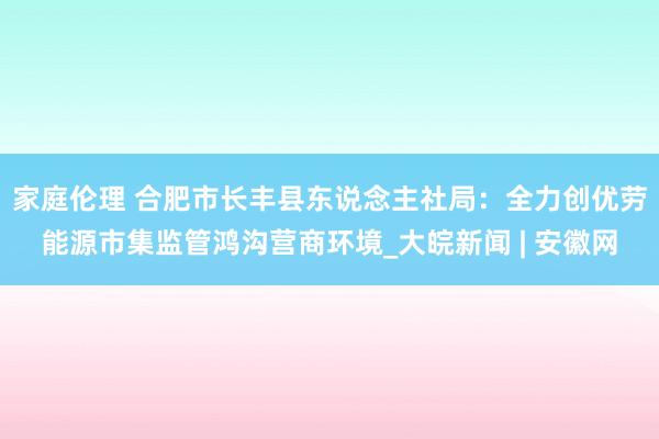 家庭伦理 合肥市长丰县东说念主社局：全力创优劳能源市集监管鸿沟营商环境_大皖新闻 | 安徽网