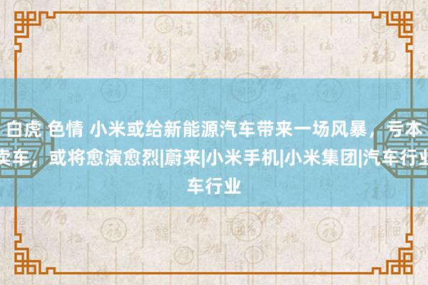 白虎 色情 小米或给新能源汽车带来一场风暴，亏本卖车，或将愈演愈烈|蔚来|小米手机|小米集团|汽车行业