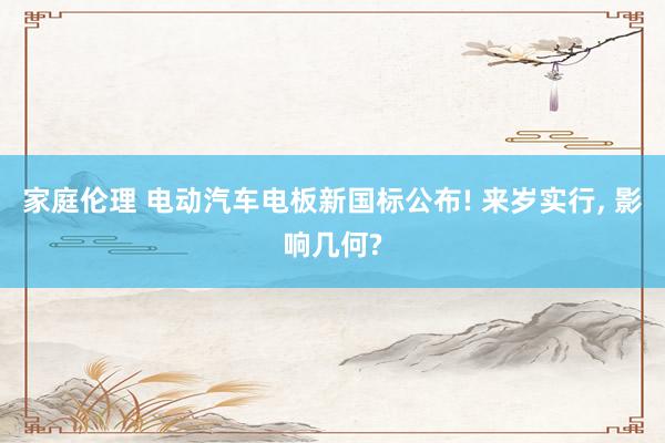 家庭伦理 电动汽车电板新国标公布! 来岁实行， 影响几何?